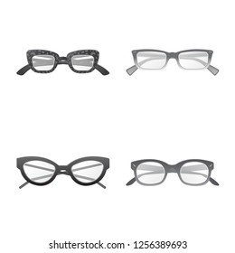 Vector design of glasses and frame symbol. Collection of glasses and accessory stock symbol for web.