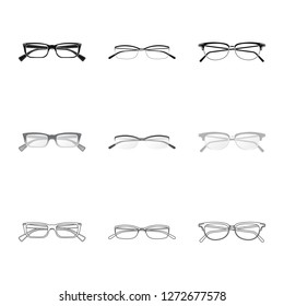 Vector design of glasses and frame symbol. Collection of glasses and accessory stock symbol for web.