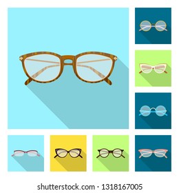 Vector design of glasses and frame symbol. Collection of glasses and accessory stock symbol for web.