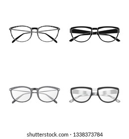 Vector design of glasses and frame symbol. Collection of glasses and accessory stock symbol for web.