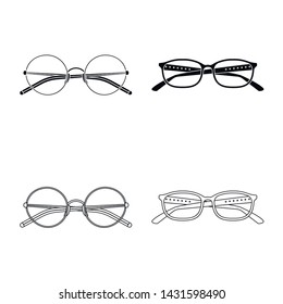 Vector design of glasses and frame symbol. Collection of glasses and accessory stock symbol for web.