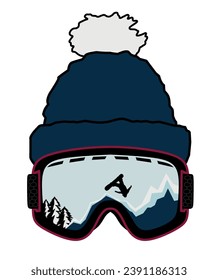 Vector design of glasses and snow hat, for clothing designs, logos, stickers, and others