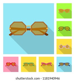 Vector design of glasses and sunglasses icon. Collection of glasses and accessory stock vector illustration.