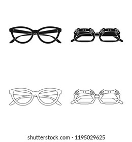 Vector design of glasses and sunglasses icon. Set of glasses and accessory stock vector illustration.