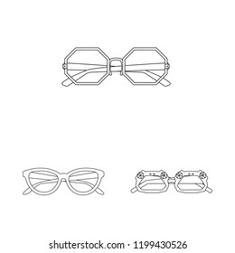 Vector design of glasses and sunglasses icon. Set of glasses and accessory stock symbol for web.
