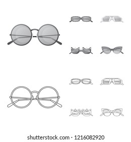 Vector design of glasses and sunglasses icon. Set of glasses and accessory vector icon for stock.