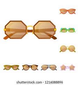 Vector design of glasses and sunglasses icon. Set of glasses and accessory stock vector illustration.