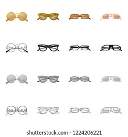 Vector design of glasses and sunglasses icon. Set of glasses and accessory vector icon for stock.