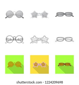 Vector design of glasses and sunglasses icon. Set of glasses and accessory stock symbol for web.