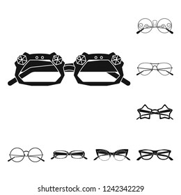 Vector design of glasses and sunglasses icon. Set of glasses and accessory stock symbol for web.