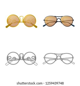 Vector design of glasses and sunglasses icon. Collection of glasses and accessory stock symbol for web.