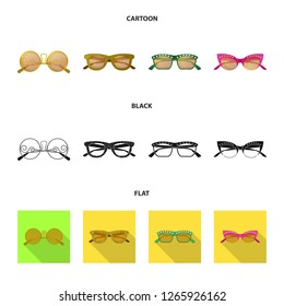 Vector design of glasses and sunglasses icon. Set of glasses and accessory vector icon for stock.