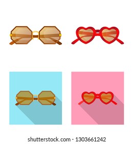 Vector design of glasses and sunglasses icon. Collection of glasses and accessory stock symbol for web.