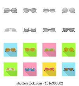 Vector design of glasses and sunglasses icon. Set of glasses and accessory stock symbol for web.