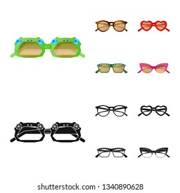 Vector design of glasses and sunglasses icon. Collection of glasses and accessory vector icon for stock.