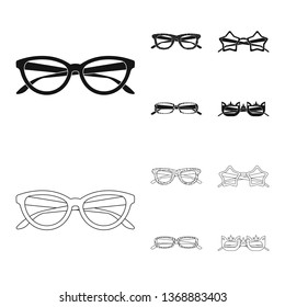 Vector design of glasses and sunglasses icon. Set of glasses and accessory vector icon for stock.