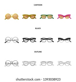Vector design of glasses and sunglasses icon. Collection of glasses and accessory stock vector illustration.