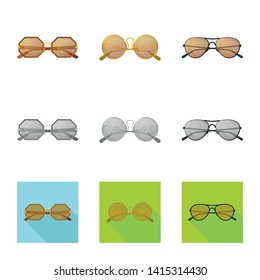 Vector design of glasses and sunglasses icon. Set of glasses and accessory stock symbol for web.