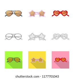 Vector design of glasses and sunglasses logo. Collection of glasses and accessory stock symbol for web.
