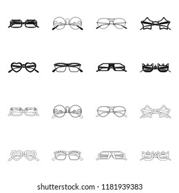 Vector design of glasses and sunglasses logo. Collection of glasses and accessory stock vector illustration.