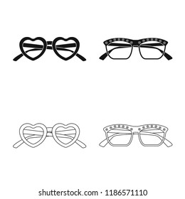 Vector design of glasses and sunglasses logo. Set of glasses and accessory stock vector illustration.