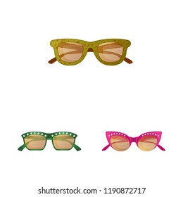 Vector design of glasses and sunglasses logo. Set of glasses and accessory stock vector illustration.