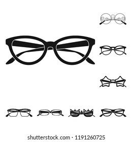 Vector design of glasses and sunglasses logo. Collection of glasses and accessory stock vector illustration.