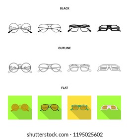 Vector design of glasses and sunglasses logo. Collection of glasses and accessory stock symbol for web.