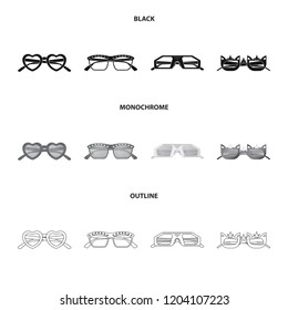 Vector design of glasses and sunglasses logo. Set of glasses and accessory stock vector illustration.