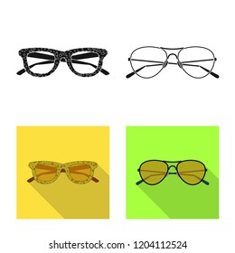 Vector design of glasses and sunglasses logo. Set of glasses and accessory stock vector illustration.