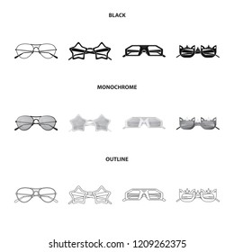 Vector design of glasses and sunglasses logo. Set of glasses and accessory vector icon for stock.