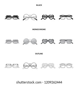 Vector design of glasses and sunglasses logo. Collection of glasses and accessory stock vector illustration.