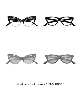 Vector design of glasses and sunglasses logo. Set of glasses and accessory vector icon for stock.