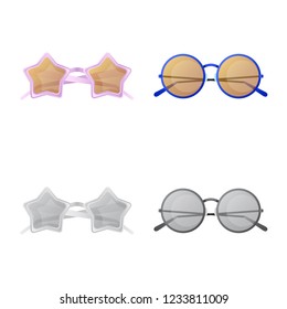 Vector design of glasses and sunglasses logo. Set of glasses and accessory stock symbol for web.