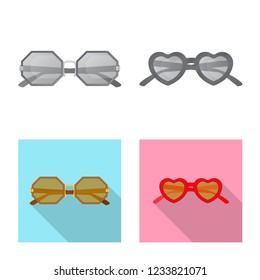 Vector design of glasses and sunglasses logo. Set of glasses and accessory stock symbol for web.