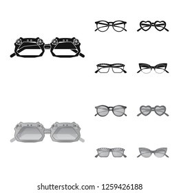 Vector design of glasses and sunglasses logo. Set of glasses and accessory vector icon for stock.