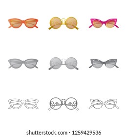 Vector design of glasses and sunglasses logo. Collection of glasses and accessory vector icon for stock.