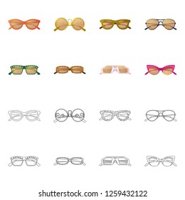 Vector design of glasses and sunglasses logo. Collection of glasses and accessory stock vector illustration.