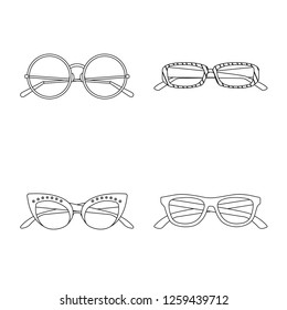Vector design of glasses and sunglasses logo. Set of glasses and accessory stock vector illustration.