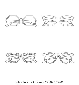 Vector design of glasses and sunglasses logo. Set of glasses and accessory stock symbol for web.