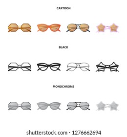 Vector design of glasses and sunglasses logo. Collection of glasses and accessory stock symbol for web.