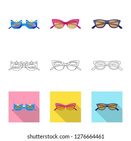 Vector design of glasses and sunglasses logo. Collection of glasses and accessory stock vector illustration.
