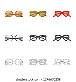 Vector design of glasses and sunglasses logo. Set of glasses and accessory stock vector illustration.