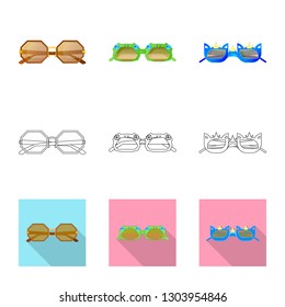 Vector design of glasses and sunglasses logo. Set of glasses and accessory vector icon for stock.