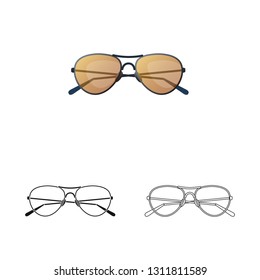 Vector design of glasses and sunglasses logo. Set of glasses and accessory stock vector illustration.