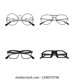 Vector design of glasses and sunglasses logo. Collection of glasses and accessory stock symbol for web.