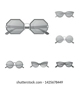 Vector design of glasses and sunglasses logo. Set of glasses and accessory vector icon for stock.
