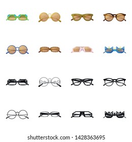 Vector design of glasses and sunglasses logo. Collection of glasses and accessory vector icon for stock.