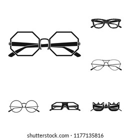 Vector design of glasses and sunglasses sign. Collection of glasses and accessory stock symbol for web.