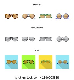 Vector design of glasses and sunglasses sign. Set of glasses and accessory vector icon for stock.